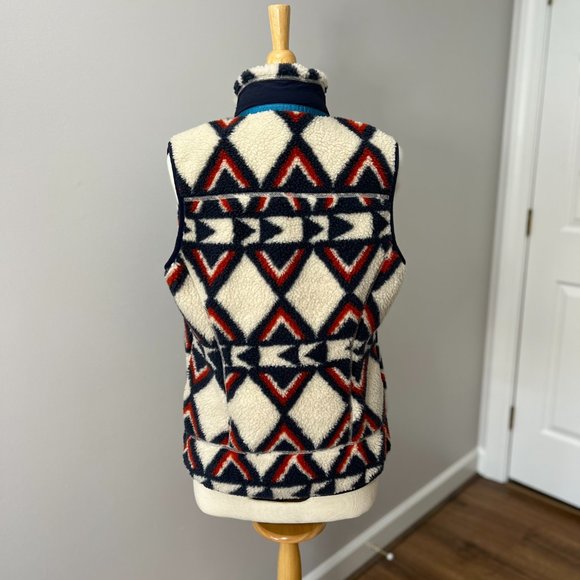 Patagonia Retro X Deep Pile Fleece Vest- Tribal Brass Hawk Sz S - Picture 10 of 14